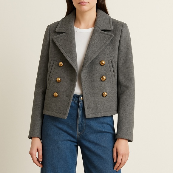 Coach Y2K Wool Gray Double-Breasted Jacket Size Small EUC - Picture 1 of 8